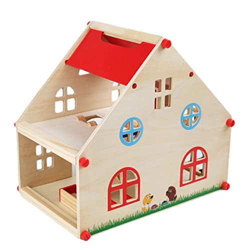 ifundom 1 Satz Spielhaus Gebäude Puzzle für winziges Miniaturen Miniaturhaus -Kits für kinderspielzeug Villa-Modell Pädagogisches Lernspielzeug hölzern rot von ifundom