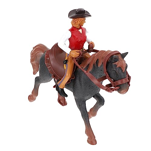 ifundom 1 Satz Western-Cowboy-Modell Pferdestatue Rodeo-Spielzeug-spielset Reitspielzeug Miniaturdekoration Pferdespielzeug Lebendiges Pferdemodell Pferdegeschirr Stier-Statue Abs Black von ifundom