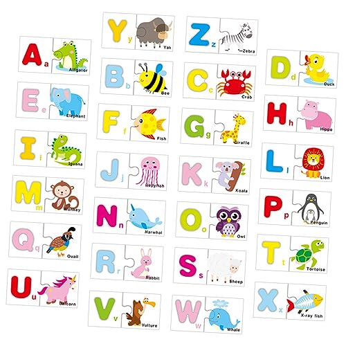 ifundom 1 Satz Wort Spielzeug ABC-Flash-Karten Alphabet-Spielzeug Alphabet-Puzzle-Spielzeug Lernspielzeug Für Das Englische Alphabet Englische Wörter Lernen Blöcke Kleinkind Rätsel Hölzern von ifundom