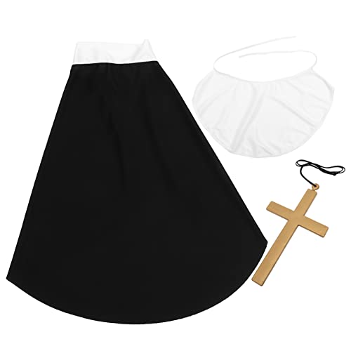 ifundom 1 Satz pastor dreiteiliger anzug Gesicht Zubehör für Priesterkostüme Heiliger Mönch Kostüm halloween fotohintergrund halloween swor Partykleidung Nonne Cosplay Prop Stoff von ifundom