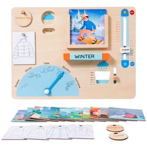 ifundom 1 Set Bewusstsein Für Wettervorhersage Kleinkinderspielzeug Für Mädchen Für Kleinkinder Kinderspielzeug Kalender Für Ab 3 Jahren Lernspielzeug Für Wetterlernen Für Holz von ifundom