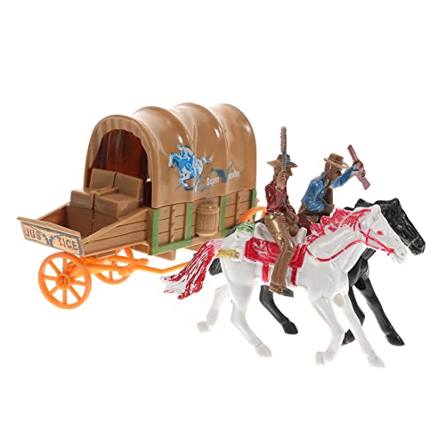 ifundom 1 Set Cowboy Kultur Sammelspielzeug Wagen Spielzeug Charaktermodell Dekorationen Pferdekutsche Pferdefiguren Spielset Kutschenverzierung Wild West Figuren von ifundom