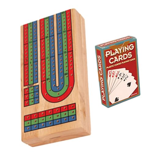 ifundom 1 Set Cribbage Brett Zubehör Holz Spielbrett Cribbage Holz Cribbage Brett Mit Karten Und Stiften von ifundom