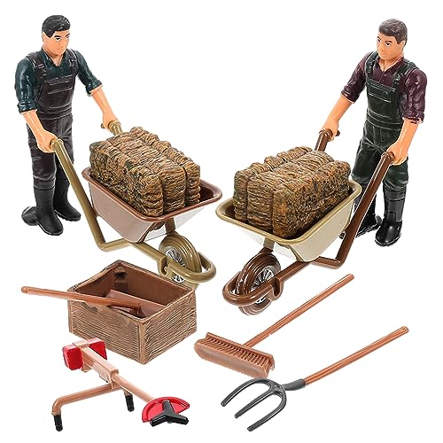 ifundom 1 Set Farmer Charaktermodell Mini Mini Landwirtschaftswerkzeug Desktop Mini Dekoration Miniatur Farmer Modell Miniaturen Desktop Farmer Statue Mini Farm Dekoration Farm von ifundom