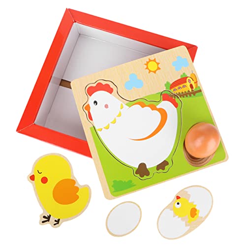 ifundom 1 Set Früherziehungsspielzeug Puzzles Babyspielzeug Kleinkindspielzeug Kinderspielzeug Lernspielzeug Kinderspielzeug Hühner Legen Eier Blockspielzeug Aus Holz von ifundom