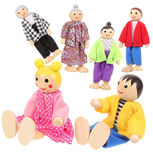 ifundom 1 Set Holzpuppenfamilie Miniatur Puppenhaus Figuren Spielset Für Bewegliche Menschenfiguren Für Rollenspiele Ideales Für Kleinkinder Und Puppenliebhaber von ifundom