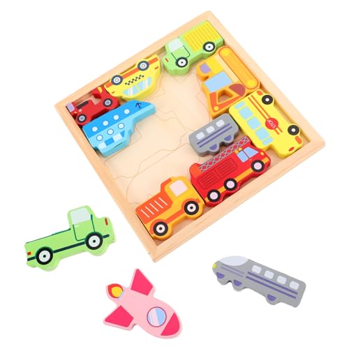 ifundom 1 Set Holzpuzzle Für Kleinkinder Cartoon Fahrzeugform Puzzle Frühes Unterrichtsspielzeug Für Den Kindergarten Holzfahrzeug Matching Spiel von ifundom