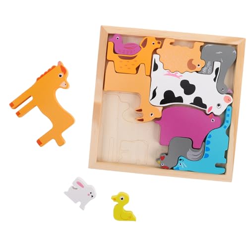 ifundom 1 Set Holzpuzzle Für Kleinkinder Cartoon Tierform Puzzle Frühes Unterrichtsspielzeug Für Den Kindergarten Holztier Matching Spiel von ifundom