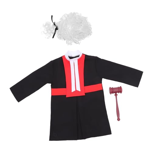 ifundom 1 Set Kinder Richter Uniform Richter Perücke Kostüm Kleinkind Richter Kostüm Richter Perücke Und Robe Richter Dress Up Kostüm Richter Rollenspiel Kostüm Kit Richter Perücke Und von ifundom