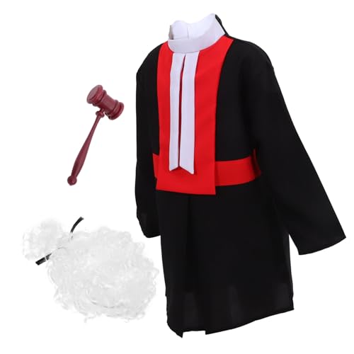 ifundom 1 Set Kinder Richter Uniform Richter Perücke Kostüm Kleinkind Richter Kostüm Richter Perücke Und Robe Richter Dress Up Kostüm Richter Rollenspiel Kostüm Kit Richter Perücke Und von ifundom