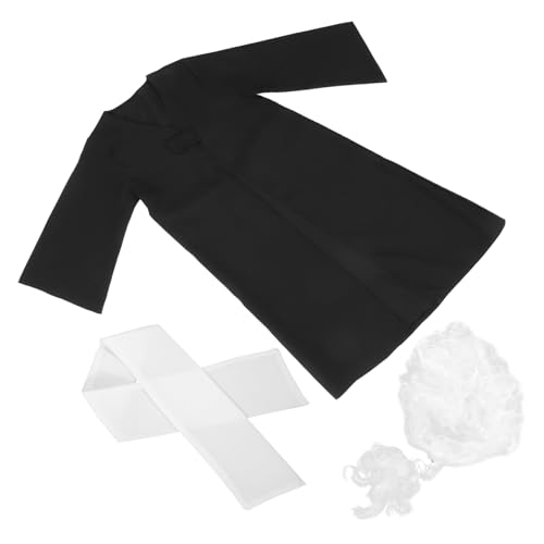 ifundom 1 Set Kinder Richteruniform Falscher Kragen Richter Anwaltskostüm Richter Rollenspielkostüm Richterkostüm Mit Perücke Halloween Richterkostüm Rollenspiel Richterrobe Polyester von ifundom