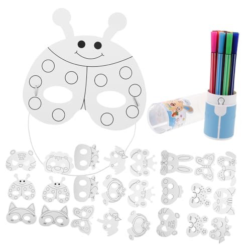 ifundom 1 Set Kindermasken Set Bastelmaske Karnevalsmasken Zum Ausmalen Papiermasken Fuchsmasken Blankomasken Zum Dekorieren Maske Cosplay Dinosaurier Malmaske DIY Weiße von ifundom