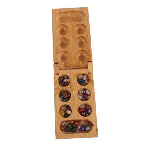 ifundom 1 Set Mancala-brettspiel Für Kinder, Faltbares Holzbrett, 48 Stück Mancala-Steine, Tragbares Marmorspiel Für Reisen, Faltbares Hölzernes Mancala-brettspiel von ifundom