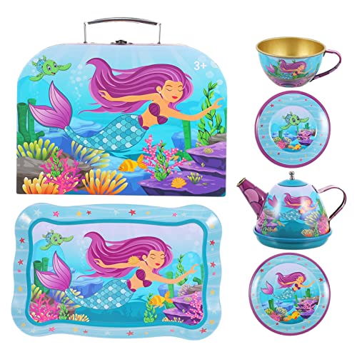 ifundom 1 Set Mermaid Gefälschte Tee Set Spielzeug Faux Tee Ware Set Kinder Spiel Spielzeug Mit Kasten von ifundom