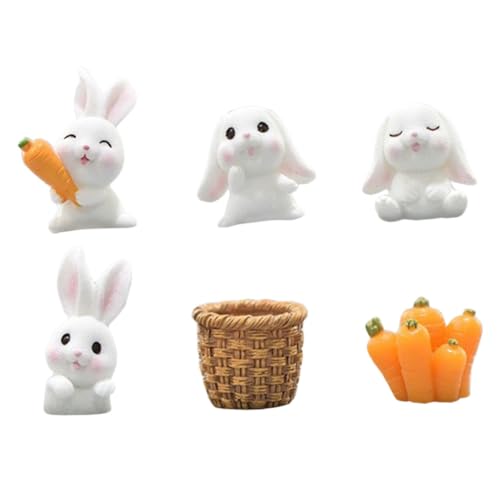 ifundom 1 Set Mini Kaninchen Statue Hasen Miniatur Set Miniaturen Kaninchen Desktop Dekoration Mikro Landschaft Kaninchen Statue Kleines Kaninchen Handwerk Winzige Kaninchen von ifundom