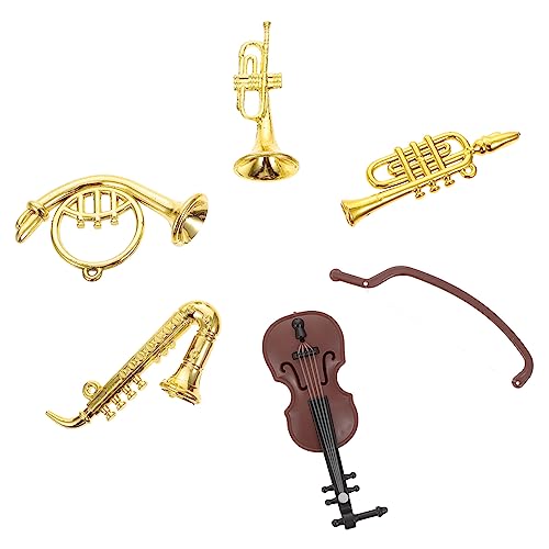 ifundom 1 Set Mini Musikinstrument Modell Miniatur Violine Saxophon Trompete Für Puppenhaus Dekoration 5 Teiliges Set Aus Perfekte Ergänzung Für Ihre Miniaturwelt von ifundom