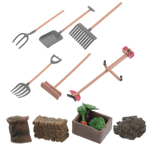 ifundom 1 Set Miniatur Bauernhof Werkzeuge Mini Garten Bauernhof Werkzeuge Bauernhof Zubehör Desktop Sandtisch Dekoration Kuchendeckel Mini Lernspielset von ifundom