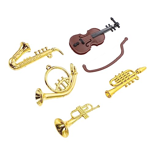 ifundom 1 Set Miniatur Musikinstrumente Violine Saxophon Trompete & Mehr 5 Teiliges Puppenhaus Zubehör Für Kreative Dekoration Und Sammlerstücke von ifundom