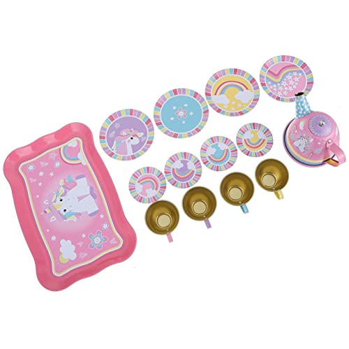 ifundom 1 Set Nachmittagstee Rollenspiel Mädchen Spielzeugküche Outdoor Spiel Lebensmittelzubehör Teetassen Einhorn Tee Ei Teekannen Stiel Wasserkocher Weißblech von ifundom