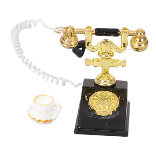 ifundom 1 Set Puppenhaus Miniatur Retro Telefon Mini Kaffeetassen Set Mini Telefon Modell Miniatur Telefon Tasse Dekoration Puppenhausmöbel von ifundom