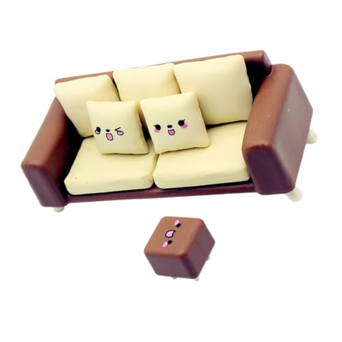 ifundom 1 Set Puppenhaus Sofa Puppe Prinzessin Couch Puppenhaus Mini Sofa Miniatur Szene Sessel Puppensofa Und Hocker Puppenhaus Wohnzimmer Dekoration Mini Puppenhaus Zubehör Kunststoff von ifundom