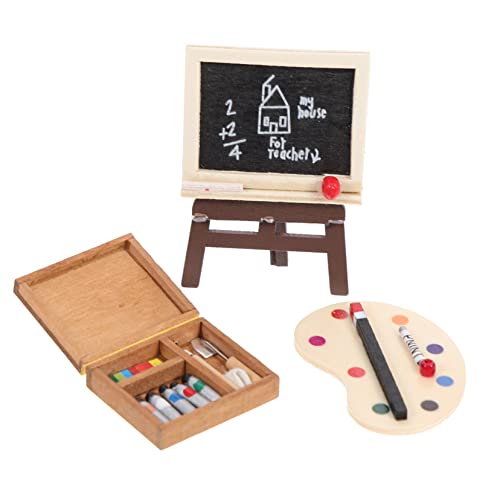 ifundom 1 Set Puppenhauszubehör Puppenhausmöbel Mini Nähset Miniaturen Grundlegendes Nähset Miniatur Malset Mini Dinge Mini Zeug Miniatur Häuser Mini Staffelei Aus Holz von ifundom