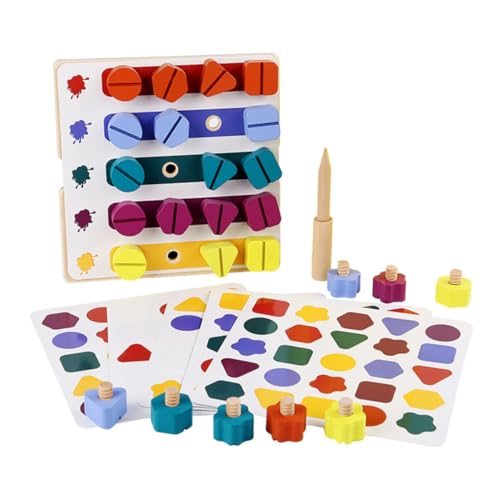 ifundom Schrauben-Matching-Spielzeug Lernspielzeug Aus Holz für Kinder Gewinde-Spielzeug für Jungen und Mädchen Busy Board-Spielzeug von ifundom