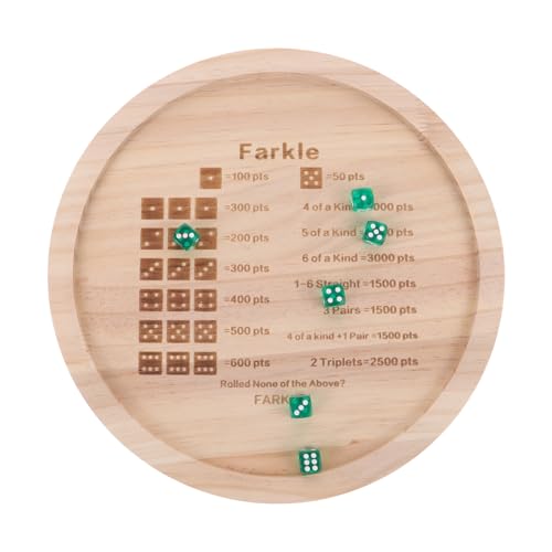 ifundom 1 Set Würfeltablett Würfel Farkle Tablett Desktop Aufbewahrungstablett Spielwürfel Spielset Rollenspiel Würfel Holz Punktwürfel Farkle Würfelplatte Party Holzwürfel von ifundom