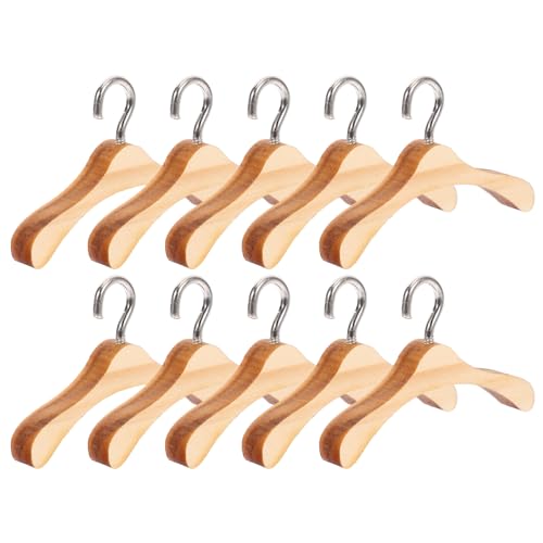 ifundom 10 Stück Holz Kleiderbügel Puppen Kleiderbügel Puppen Puppenwindeln Puppen Unterwäsche Puppen Stoff Mini Kleiderbügel Für Puppen Puppen Zubehör Puppen Sachen Puppen von ifundom