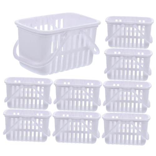 ifundom 10 Stück Mini-Einkaufskorb Aufbewahrungskörbe für Regale Wäschekorb Spielzeugkorb Weidenkorb kühlkorb einkaufskorb Storage Baskets Kinderspielzeug Mini-Supermarktkorb Plastik Weiß von ifundom