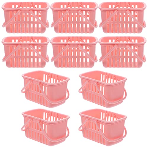 ifundom 10 Stück Mini-Einkaufskorb Mini-Essen Korb aus Baumwollseil Picknickkorb für kühlkorb einkaufskorb Storage Baskets Mini-Supermarktkorb Hausdekoration Plastik Rosa von ifundom