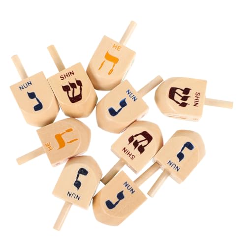 ifundom 10-Teiliges Set Kreisel Spielzeug Hanukkah Party Dekoration Kinder Spielzeug Dreidel Hanukkah Festspielzeug Mini-Chanukka-Spielzeug aus Holz lustige Chanukka-Spielzeuge von ifundom