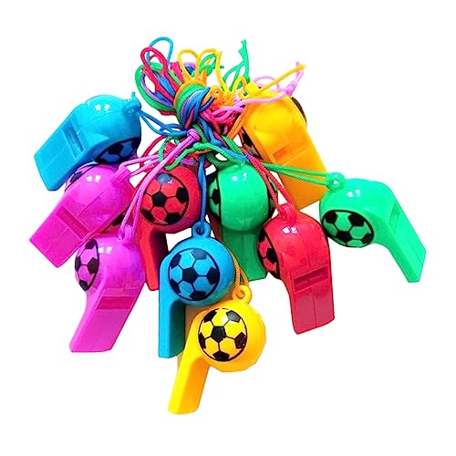 ifundom 100St Fußball Pfeife volumni hühner Festivalzubehör Sportparty Fußballpfeife Spielzeugpfeife Gastgeschenke zum Thema Fußball Fußballgeschenke Pfeifen mit Lanyard Plastik von ifundom