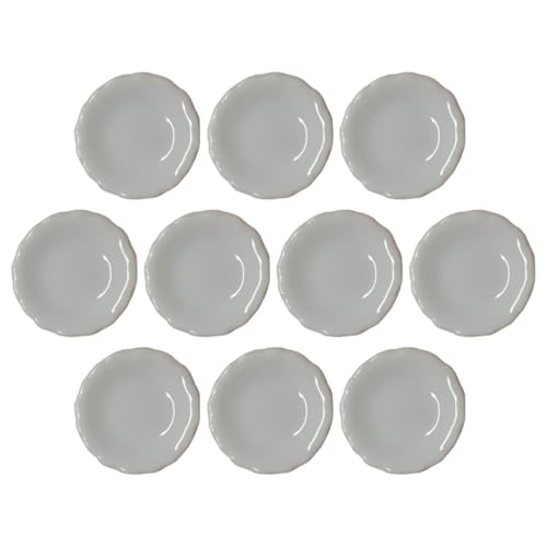 ifundom 10St Mini-Disc für kinderspielzeug Miniature Decorative Tableware jucarii pentru copii Miniature Toy Model Mini- -Keramikplatten simuliertes Mini-Geschirr Weiß von ifundom