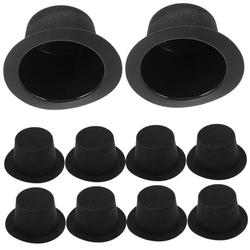 ifundom 10st Puppenhausdekoration Mini-Zylinder Top-hat-kostüm Schneemann-Cosplay-Hut Mini-schneemann-Hut Formelle Mini-hüte Mini-strickmütze Sombrero-Hut Mini-Clown-mütze Plastik Black von ifundom