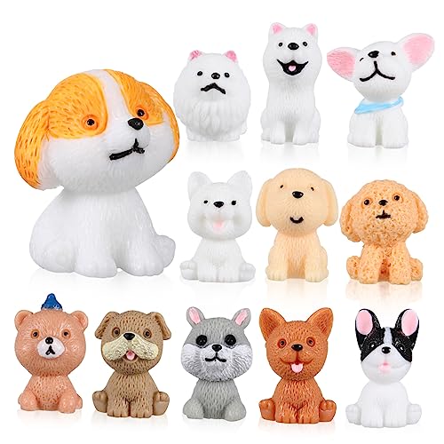 ifundom 12 STK Cartoon-Welpen-Ornamente Minifiguren für Kinder Hund Geburtstagstorte Spielzeughund kuschelhund wohnzimmerdeko tortendeko Einschulung Hundeskulpturen hundefiguren Harz von ifundom