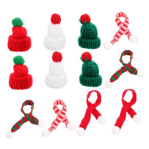 ifundom 12 Stück Gestrickte Kleine Weihnachtsmütze Mini Strickmütze Miniatur Hüte Winzige Party Hüte Mini Hüte Bastelhüte Bartagamen Kostümhut Elfen Requisiten Mini Zylinder Mini von ifundom