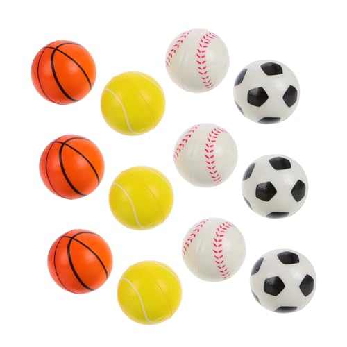 ifundom 12 Stück Hüpfball Sportbälle Korbball Mini Spielzeug Fußball Stressbälle Mini Fußbälle Spielzeug Kleiner Fußball Mini Basketbälle Kleiner Sportball Mini Volleyball von ifundom