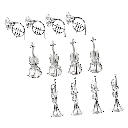 ifundom 12 Teiliges Musikinstrumentenmodell Girlande Miniatur Weihnachten Miniaturpuppe Trompete Weihnachtsbaum Instrumente Realistisches Violinenmodell Miniatur Geigenfigur von ifundom