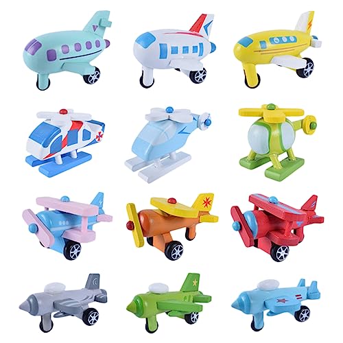 ifundom 12PCS Bunte Mini Flugzeug Spielzeuge Für Pädagogisches Holzspielzeug Zur Der Kognitiven Entwicklung Perfekt Für Babys Und Kleinkinder von ifundom