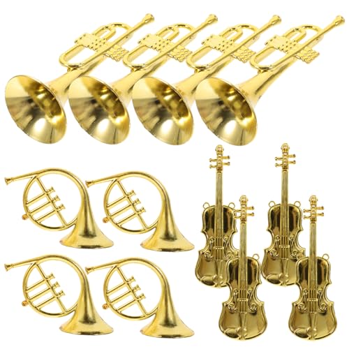 ifundom 12St Dekorationen für Musikinstrumente Massenzauber Charme Masse Reize weihnachtsbaumdeko Tannenbaum Dekoration weinachtendecor Instrumentensatz Mini-Musikinstrumente Abs Golden von ifundom