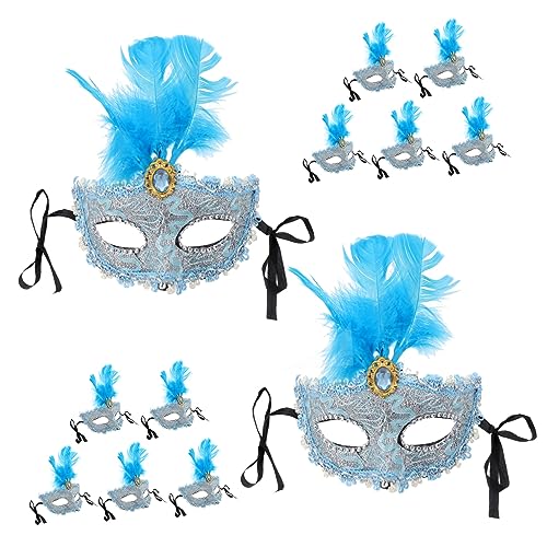 ifundom 12St Maskerade Maskenrequisiten the hallow halloween mitgebsel Verkleidungsmaske partyhüte pub Gasmasken-Cosplay Maskerade-Maske Karneval liefert maskerade frauen masken Feder Blue von ifundom