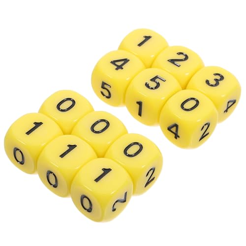 ifundom 12St Mathe-Würfel Brettspielwürfel Würfel stapeln Rollenspielwürfel Große Würfel-Requisiten Standard-Spielwürfel Zahlenwürfel partyspiel Spiel-Requisiten Würfel Masse Acryl Yellow von ifundom