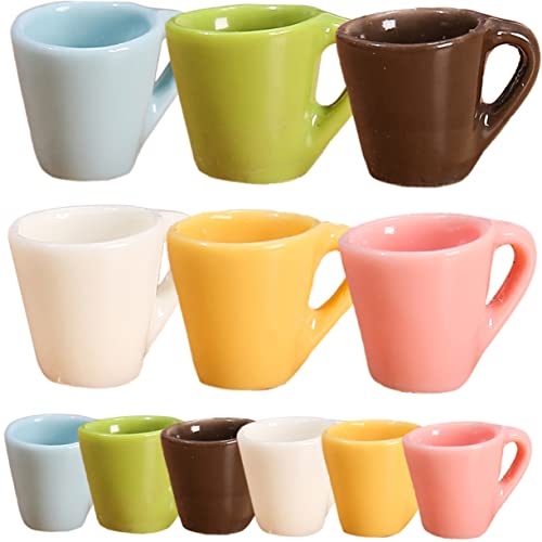 ifundom 12 Stücke Miniatur Tasse Spielzeug Mini Kaffee Tassen Für Kinder Puppenhaus Miniatur Tassen Decor Harz Spielzeug Sets von ifundom