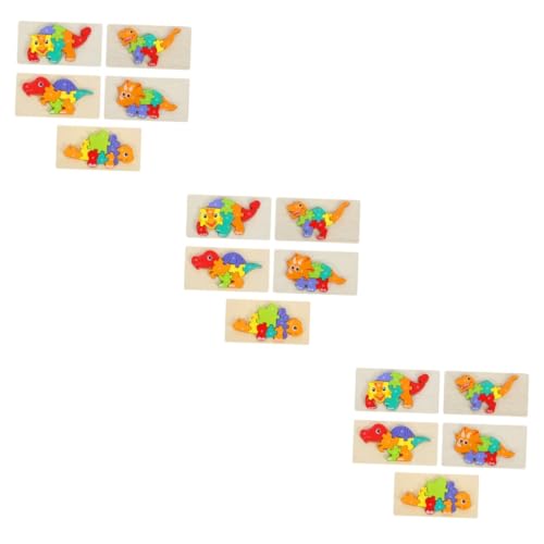 ifundom 15 STK Dinosaurier-Puzzle Kinderpuzzle Buntes Puzzle Für Kleinkinder Tierpuzzle Für Kleinkinder -Puzzle Lernpuzzle Für Kleinkinder Formen-Puzzle Für Kinder Lernrätsel Holz von ifundom