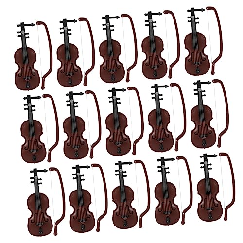 ifundom 15 Sätze Mini-Geige Kleine Geige Weihnachtsdekorationen Geschenkbögen Für Mini-Violine-dekore Mini-Violine-Modell Musikspielzeug-Geige Puppenhaus-Geige Mini- Rot Plastik von ifundom