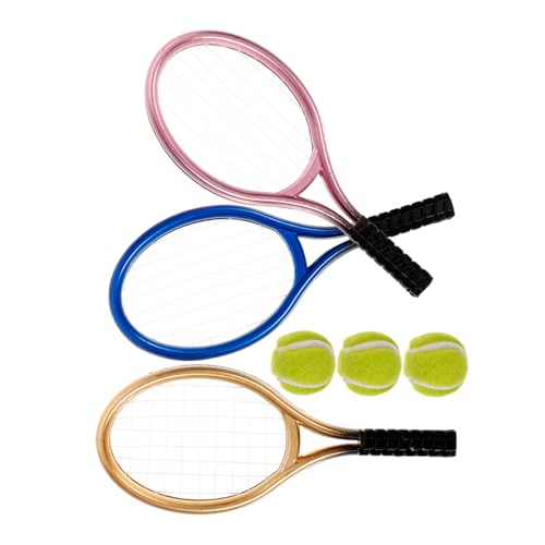 ifundom 15 Sätze Miniatur-tennisschläger Mini-Tennis Kindertennisschläger Mini-Sachen Mini- -Werkzeug-dekor Miniaturen Badminton-federbälle Cabochons Badminton Schläger Jumbo Plastik von ifundom