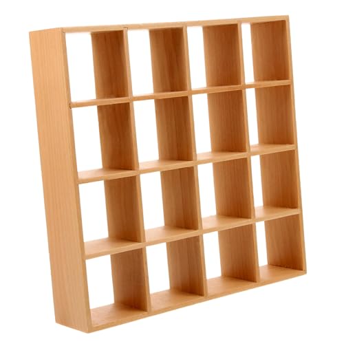 ifundom 16-Gitter-lagerregal Regale Für Puppenhäuser Mini- Anzeige Schwebend Tisch Zubehör Einheit Miniatur Klein Puppenstubenregal Bücherregal Gestell Figur Möbel Bausatz Holz von ifundom