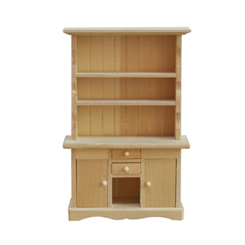 ifundom 1stk 112 Puppenhaus Bücherregal Schrank Ornamente Mini-schreibtischmöbel Miniaturmöbel Mini-möbel Hölzern Beige von ifundom