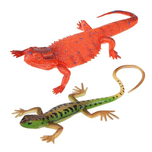 ifundom 2 STK Simulationstiermodell Plüsch Stickig Gefälscht Drachen Eidechsenspielzeug Gecko Leguan Stickig Figur Dehnbare Dehnbarer Leguan Reptil Raupe Plastik von ifundom